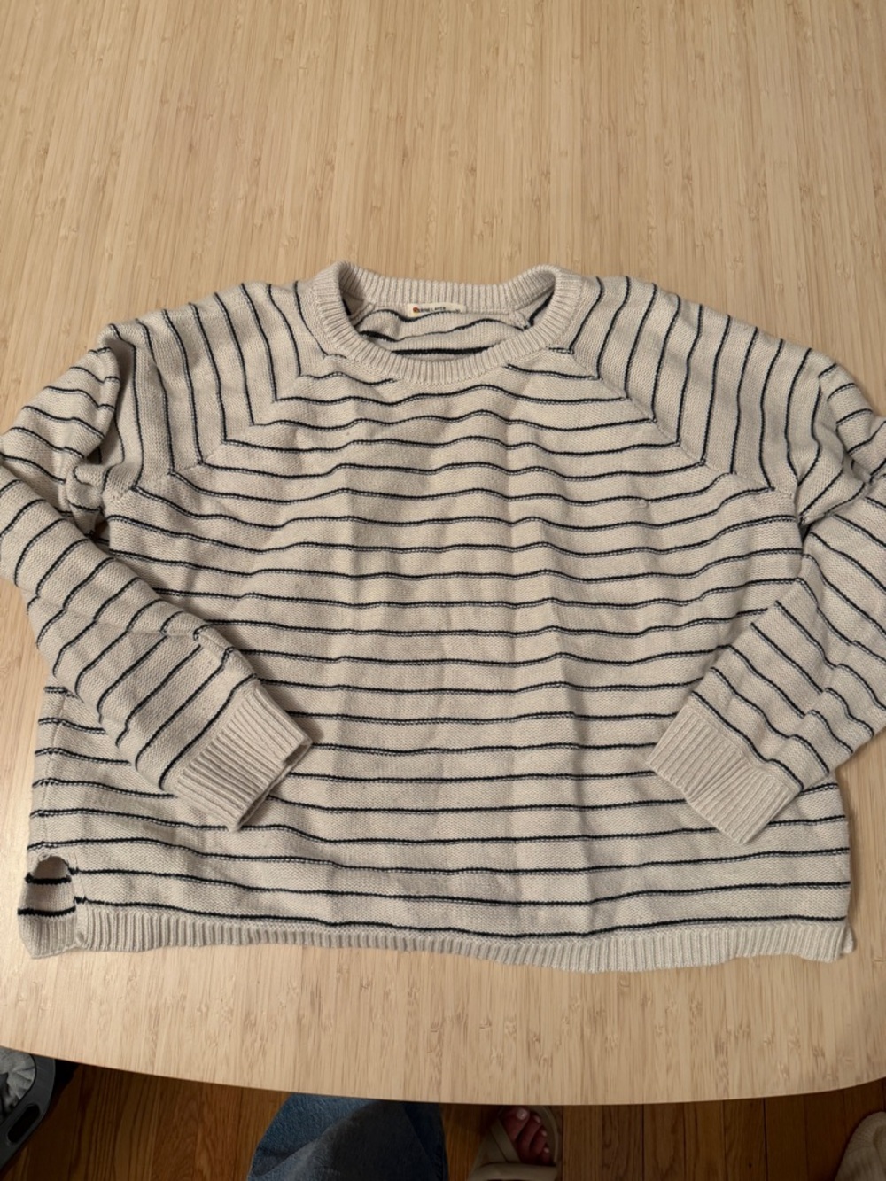 Marine layer Classic Crewneck Stripe Sweater - Cream with Stripes
